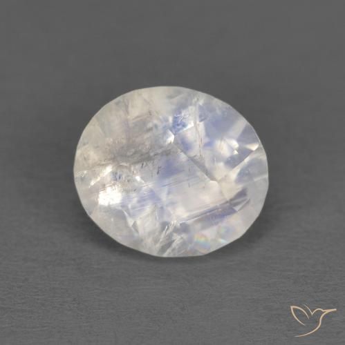 1.21ct Naturale Bianco bluastro Pietra di luna arcobaleno, Ovale, Trasparente