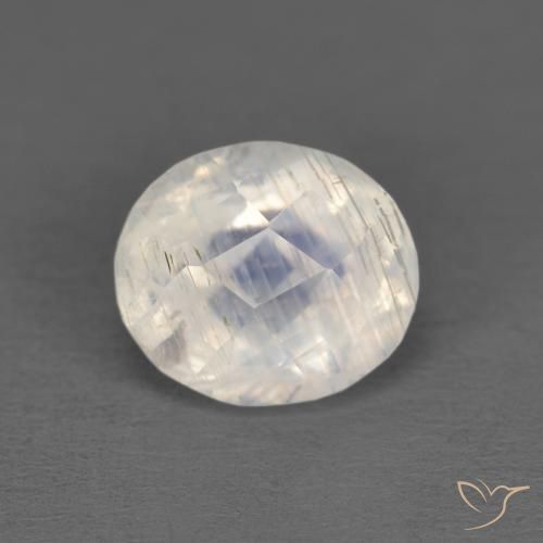 1.25ct Naturale Bianco bluastro Pietra di luna arcobaleno, Ovale, Trasparente