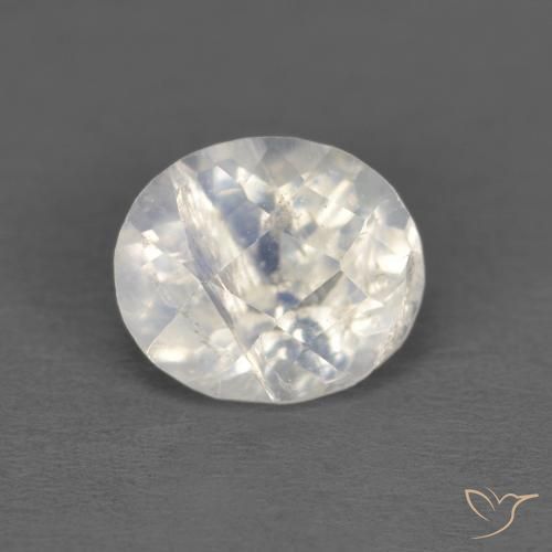 1.09ct Naturale Bianco bluastro Pietra di luna arcobaleno, Ovale, Trasparente