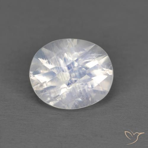 1.02ct Naturale Bianco bluastro Pietra di luna arcobaleno, Ovale, Trasparente
