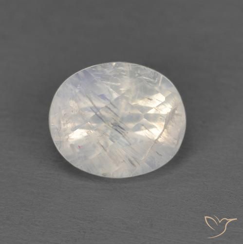 1.04ct Naturale Bianco bluastro Pietra di luna arcobaleno, Ovale, Trasparente