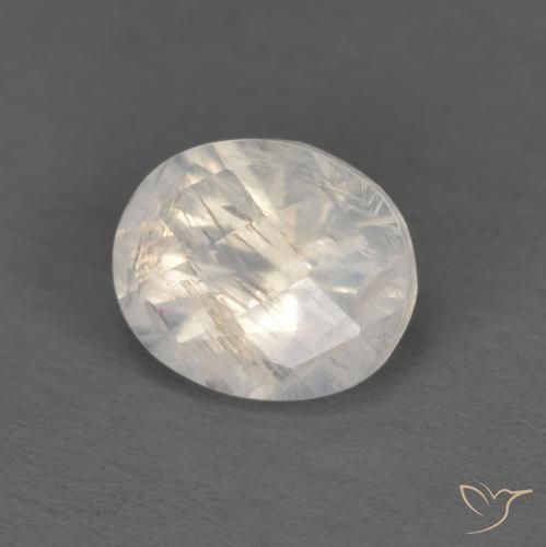 Pietra di luna arcobaleno Bianco bluastro naturale da 1.04 ct, Ovale, Trasparente