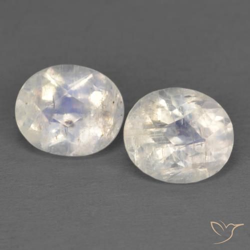 2.19ctw Naturale Bianco bluastro Pietra di luna arcobaleno, Ovale, Trasparente