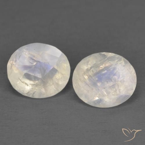 2.39ctw Naturale Bianco bluastro Pietra di luna arcobaleno, Ovale, Trasparente