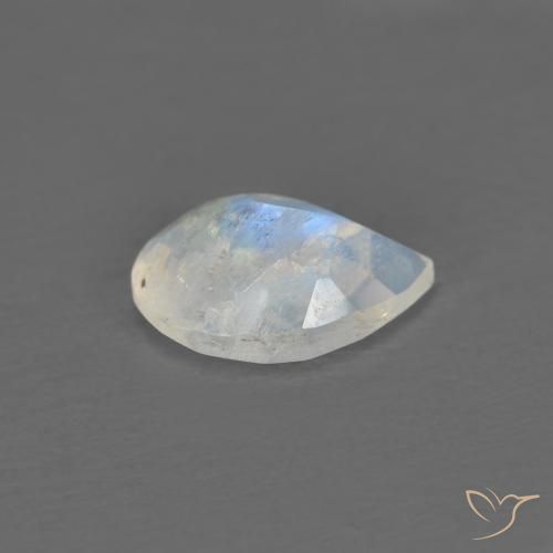 Pietra di luna arcobaleno Bianco bluastro naturale da 0.66 ct, Forma a pera, Trasparente
