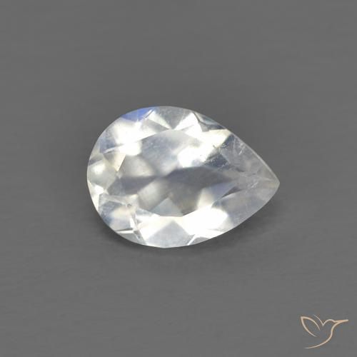 Pietra di luna arcobaleno Bianco bluastro naturale da 0.64 ct, Forma a pera, Trasparente