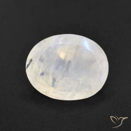 3.12ct Naturale Bianco bluastro Pietra di luna arcobaleno, Ovale, Traslucido