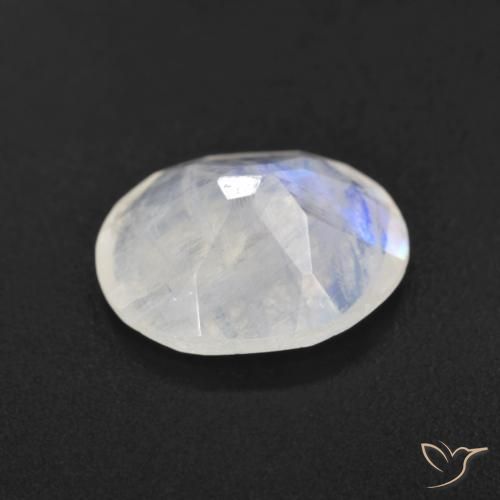 Pietra di luna arcobaleno Bianco bluastro naturale da 3.12 ct, Ovale, Traslucido