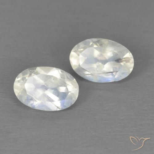 1.02ctw Naturale Bianco bluastro Pietra di luna arcobaleno, Ovale, Trasparente
