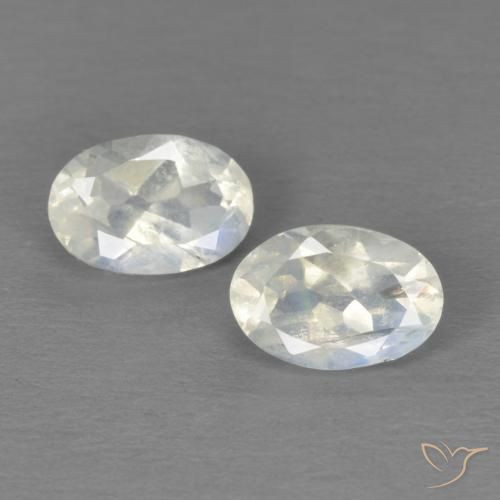 Gemme di Pietra di luna arcobaleno Bianco bluastro naturale da 1.02 ct, Ovale, Trasparente