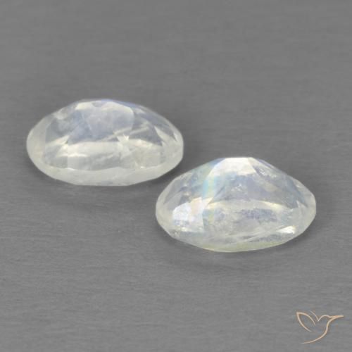 Gemme di Pietra di luna arcobaleno Bianco bluastro naturale da 1.02 ct, Ovale, Trasparente
