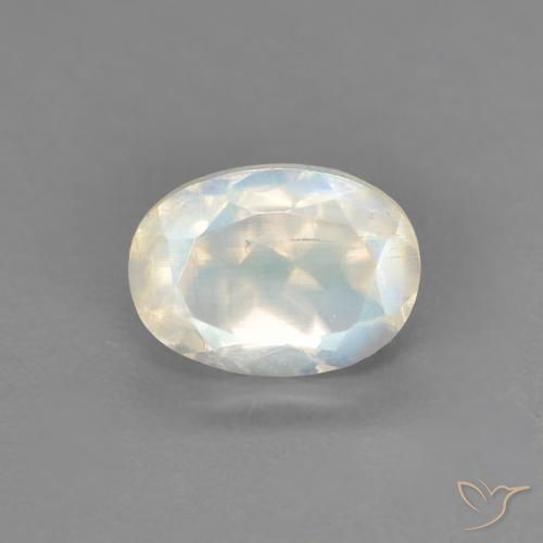 0.94ct Naturale Bianco bluastro Pietra di luna arcobaleno, Ovale, Trasparente
