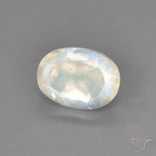Pietra di luna arcobaleno Bianco bluastro naturale da 0.94 ct, Ovale, Trasparente