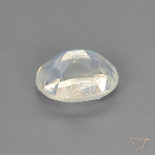 Pietra di luna arcobaleno Bianco bluastro naturale da 0.94 ct, Ovale, Trasparente