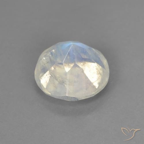 Pietra di luna arcobaleno Bianco bluastro naturale da 1.29 ct, Rotondo, Trasparente