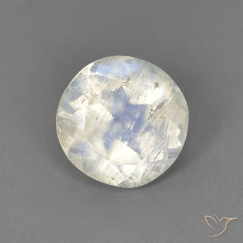 Pietra di luna arcobaleno Bianco bluastro naturale da 1.28 ct, Rotondo, Trasparente