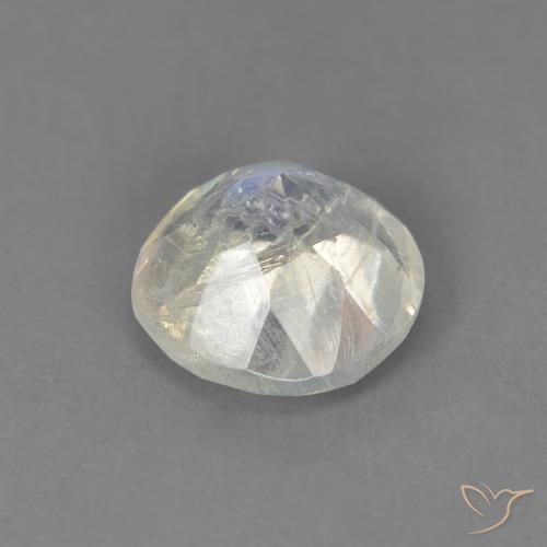 Pietra di luna arcobaleno Bianco bluastro naturale da 1.28 ct, Rotondo, Trasparente