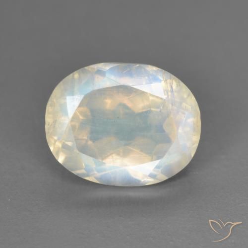 2.81ct Naturale Bianco bluastro Pietra di luna arcobaleno, Ovale, Trasparente