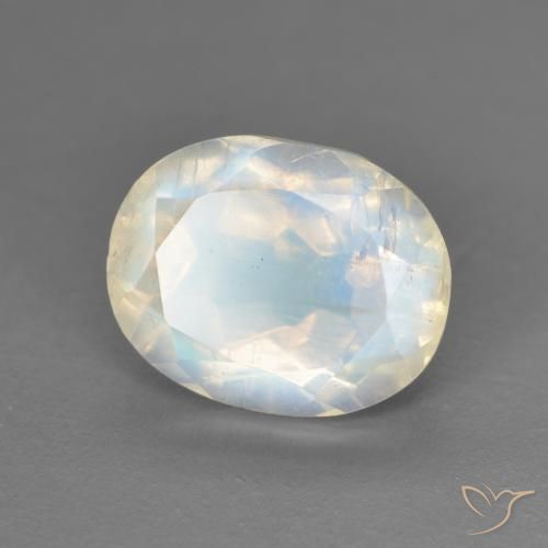 Pietra di luna arcobaleno Bianco bluastro naturale da 2.81 ct, Ovale, Trasparente