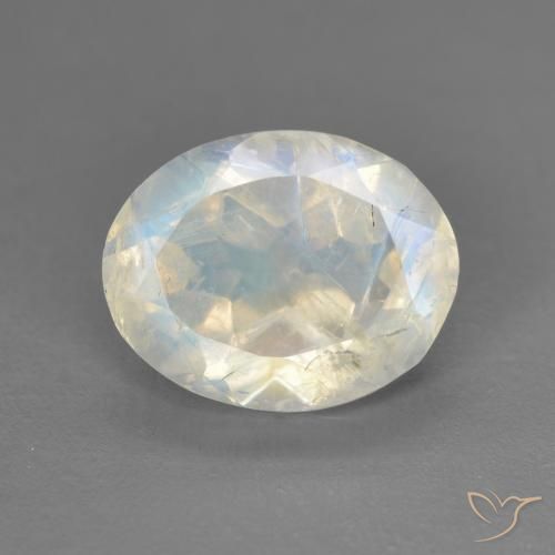 2.42ct Naturale Bianco bluastro Pietra di luna arcobaleno, Ovale, Trasparente
