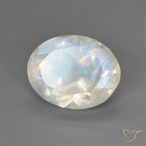 Pietra di luna arcobaleno Bianco bluastro naturale da 2.42 ct, Ovale, Trasparente