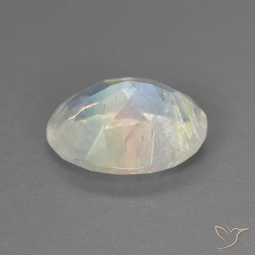 Pietra di luna arcobaleno Bianco bluastro naturale da 2.42 ct, Ovale, Trasparente