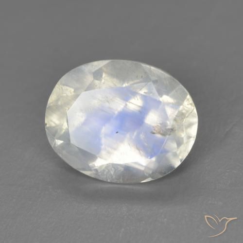2.71ct Naturale Bianco bluastro Pietra di luna arcobaleno, Ovale, Trasparente