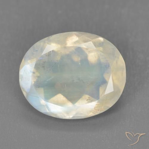 3.11ct Naturale Bianco bluastro Pietra di luna arcobaleno, Ovale, Trasparente