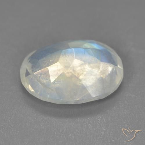 Pietra di luna arcobaleno Bianco bluastro naturale da 3.11 ct, Ovale, Trasparente