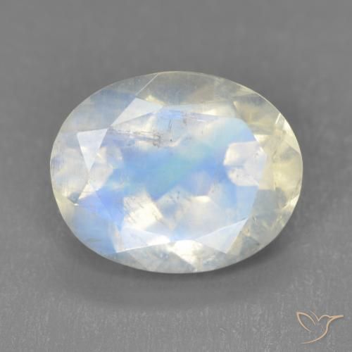 3.32ct Naturale Bianco bluastro Pietra di luna arcobaleno, Ovale, Trasparente
