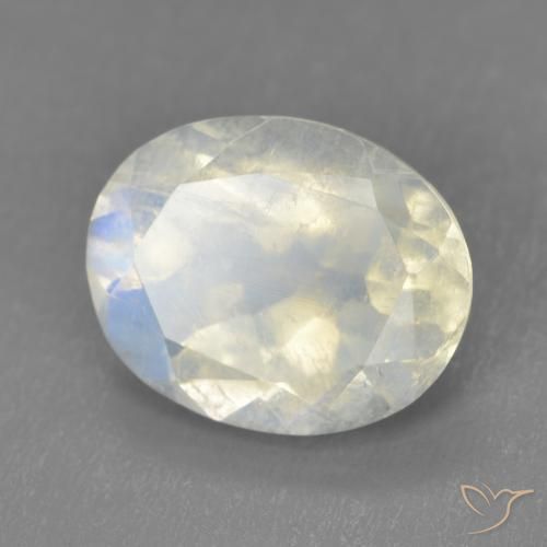 Pietra di luna arcobaleno Bianco bluastro naturale da 3.32 ct, Ovale, Trasparente