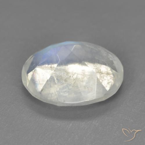 Pietra di luna arcobaleno Bianco bluastro naturale da 3.32 ct, Ovale, Trasparente