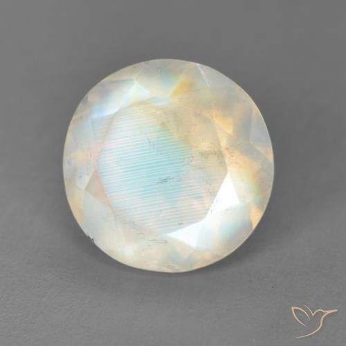 Pietra di luna arcobaleno Bianco bluastro naturale da 3.50 ct, Rotondo, Trasparente