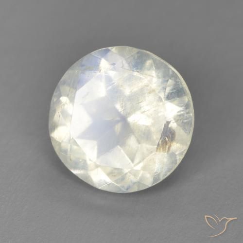 2.55ct Naturale Bianco bluastro Pietra di luna arcobaleno, Rotondo, Trasparente