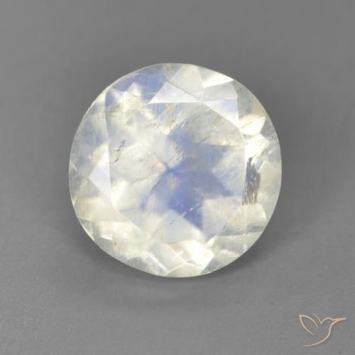 Pietra di luna arcobaleno Bianco bluastro naturale da 2.55 ct, Rotondo, Trasparente