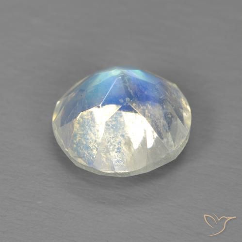 Pietra di luna arcobaleno Bianco bluastro naturale da 1.86 ct, Rotondo, Trasparente