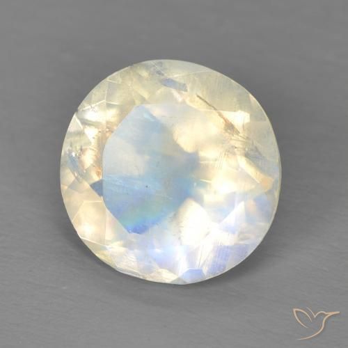 Pietra di luna arcobaleno Bianco bluastro naturale da 2.90 ct, Rotondo, Trasparente