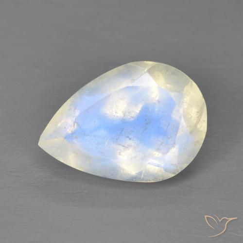 4.87ct Naturale Bianco bluastro Pietra di luna arcobaleno, Forma a pera, Trasparente