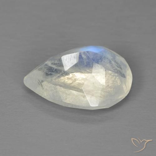 Pietra di luna arcobaleno Bianco bluastro naturale da 4.87 ct, Forma a pera, Trasparente