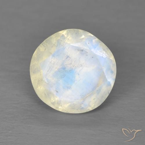 2.03ct Naturale Bianco bluastro Pietra di luna arcobaleno, Rotondo, Trasparente