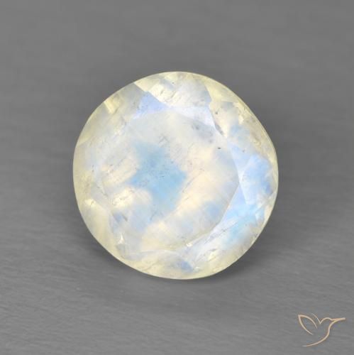 Pietra di luna arcobaleno Bianco bluastro naturale da 2.03 ct, Rotondo, Trasparente