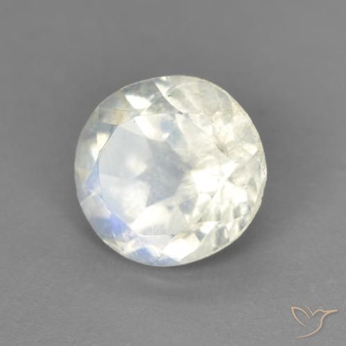 Pietra di luna arcobaleno Bianco bluastro naturale da 1.34 ct, Rotondo, Trasparente