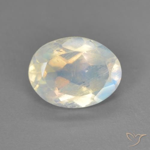 Pietra di luna arcobaleno Bianco bluastro naturale da 1.74 ct, Ovale, Trasparente