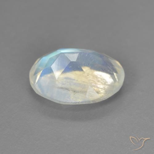 Pietra di luna arcobaleno Bianco bluastro naturale da 1.74 ct, Ovale, Trasparente