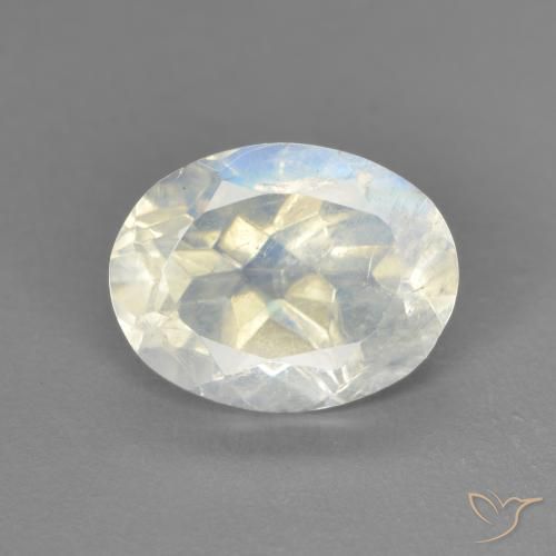 1.92ct Naturale Bianco bluastro Pietra di luna arcobaleno, Ovale, Trasparente
