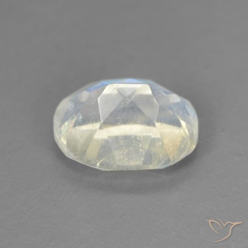 Pietra di luna arcobaleno Bianco bluastro naturale da 1.52 ct, Ovale, Trasparente