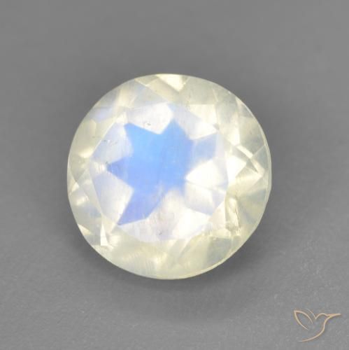 Pietra di luna arcobaleno Bianco bluastro naturale da 1.90 ct, Rotondo, Trasparente