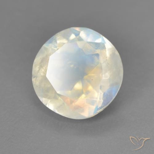 Pietra di luna arcobaleno Bianco bluastro naturale da 1.71 ct, Rotondo, Trasparente