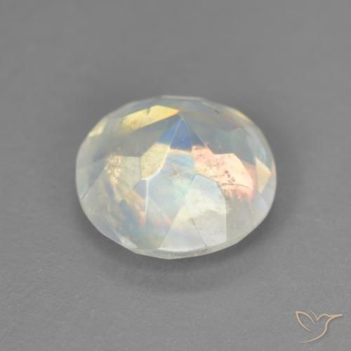 Pietra di luna arcobaleno Bianco bluastro naturale da 1.71 ct, Rotondo, Trasparente