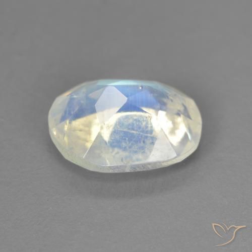Pietra di luna arcobaleno Bianco bluastro naturale da 1.64 ct, Ovale, Trasparente
